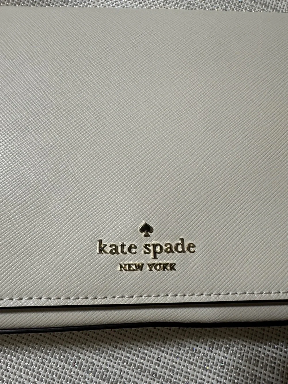 kate spade Staci Meringue Ivory Gold Tone Saffiano Leather Small Hobo Bag